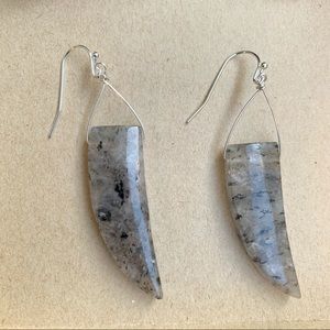 New: Artisan Genuine Labradorite Horn Earrings